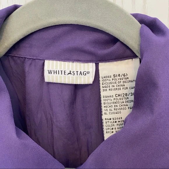 Vintage Purple Lace Ruffle Button Up Top with Bell Sleeves Size Small - Picture 4 of 7